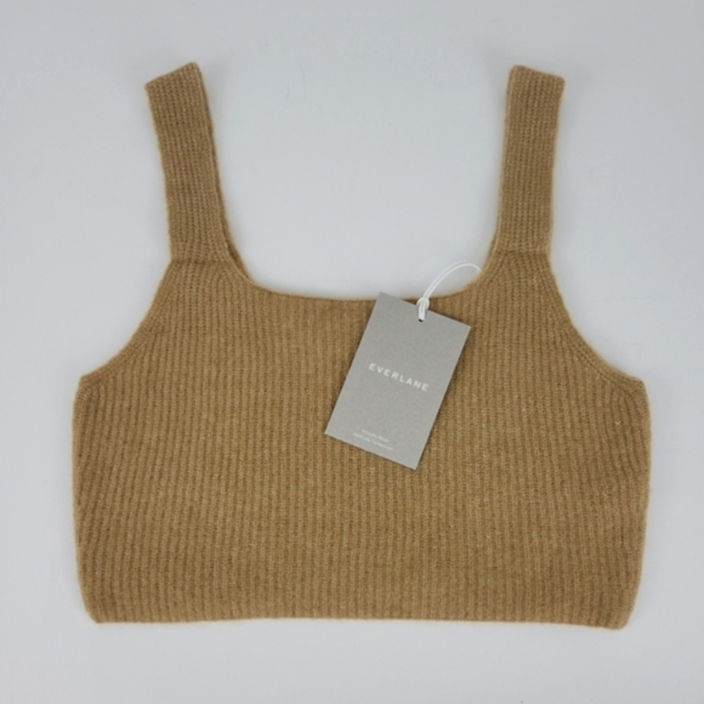 Everlane Camel The Cozy Stretch Wool Yak Crop knit Top Size M